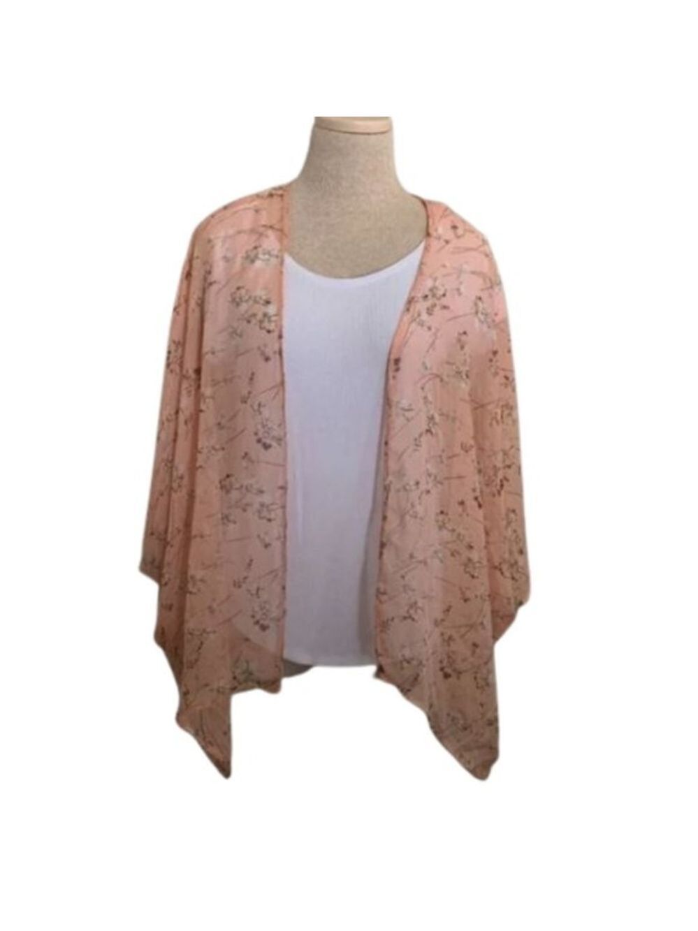 Icing Light Pink Floral Sheer Kimono‎ One Size Cover Up